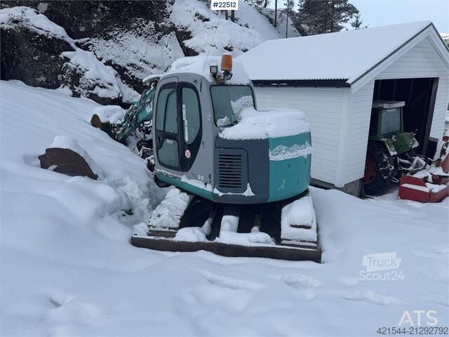 Mini-excavator Kobelco SK60SR excavator with digging bucket, hydraulic gr