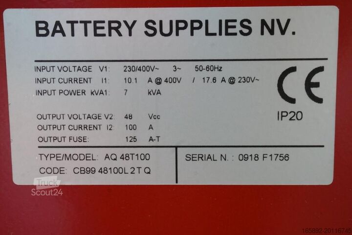 Gabelstaplerbatterie BATTERY SUPPLIES NV AQ 48T100 48V/100A