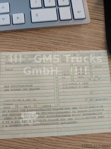 Kipper LKW MAN MAN TGA 35.430 / 8X4 / Meiller Mulde / German