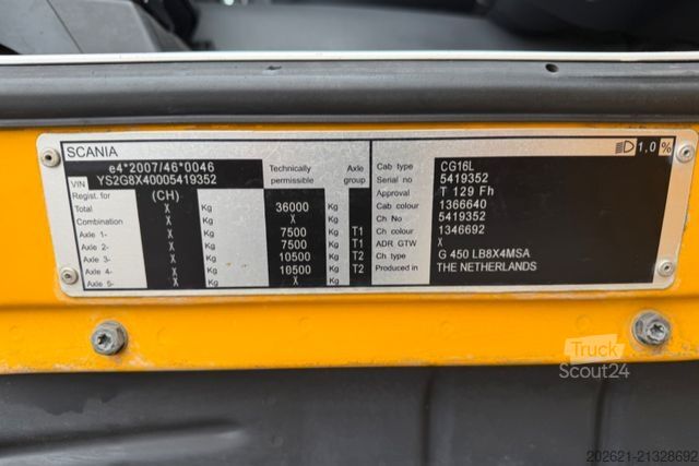 Kamion s kipom s pomičnim kontejnerom SCANIA G450 8x4 Sobag