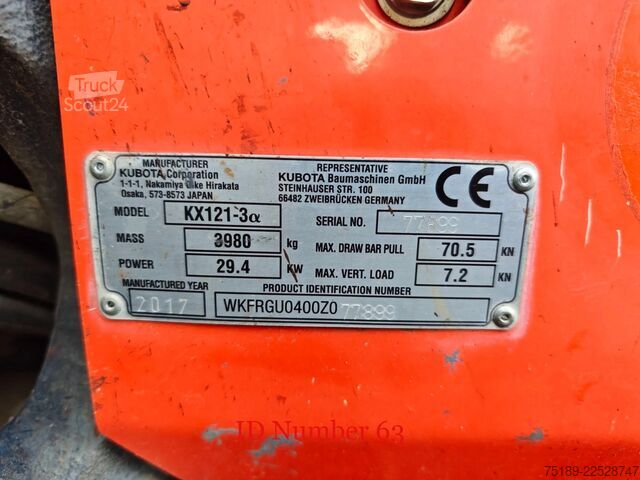 Mini-escavadora Kubota KX 121-3 2 Buckets 2 Pieces!