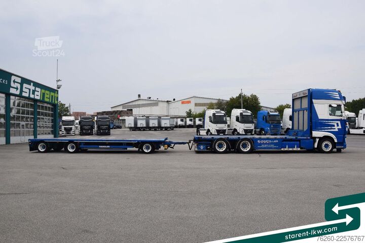 Camion jumbo DAF XF SSC 530 FMS-Aufbau + Hangler Plateuanhänger