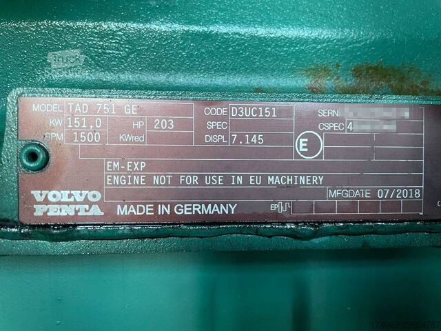  Volvo TAD751GE - 165 kVA generator - DPX-12656