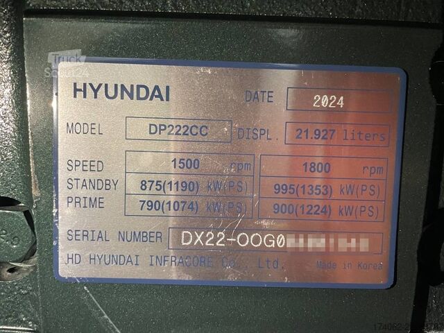  Hyundai DP222CC - 1000 kVA Generator - DPX-19859