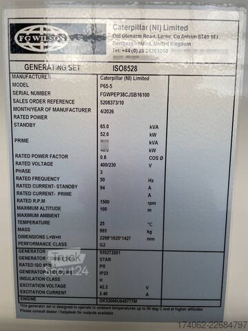  FG Wilson P65-5 - 65 kVA Genset - DPX-16006