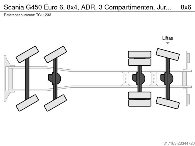 Vehículo de succión Scania G450 Euro 6, 8x4, ADR, 3 Compartimenten, Jurop,...