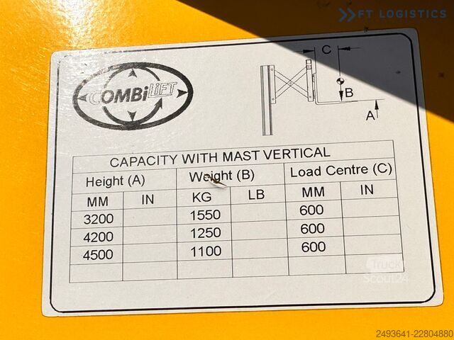 رافعة شوكية 4 طرق Combilift WR / DUPLEX / 4.5M / 2017 / ONLY 30 H