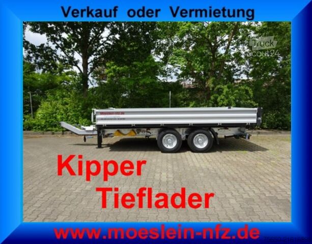 Kiepaanhangwagen Möslein TTD11 weiß  neuer Tandem 3- Seitenkipper Tieflader-- Neufahrzeug --