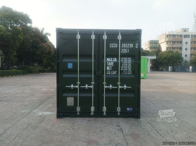 Conteneur d'expédition 20 Fuß Seecontainer / Neucontainer / Flaschengrün RAL 6007 / Materiallager