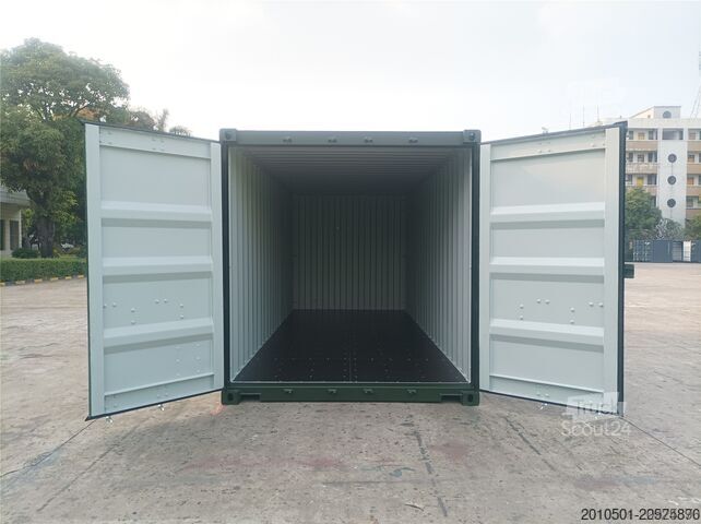 Conteneur d'expédition 20 Fuß Seecontainer / Neucontainer / Flaschengrün RAL 6007 / Materiallager