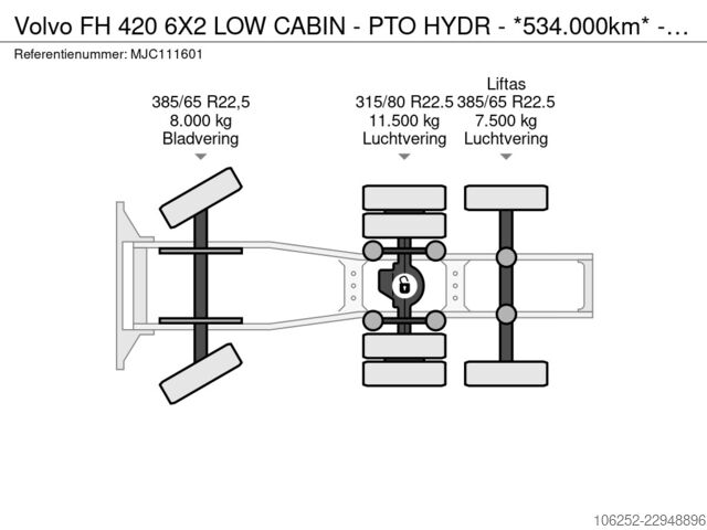 Tracteur standard Volvo FH 420 6X2 LOW CABIN - PTO HYDR - *534.000km* -...