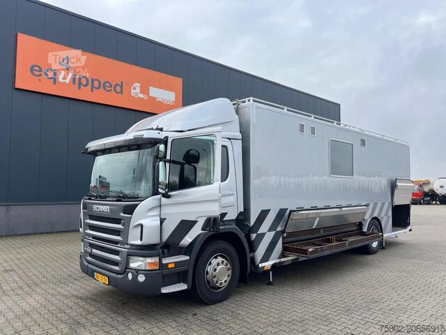 Scania P230 TOP: multifunctionele ruimte met airco (camper?), 22kVA generator, hydraulische steunpot Scania P230 TOP: multifunct. ruimte met airco (camper?...