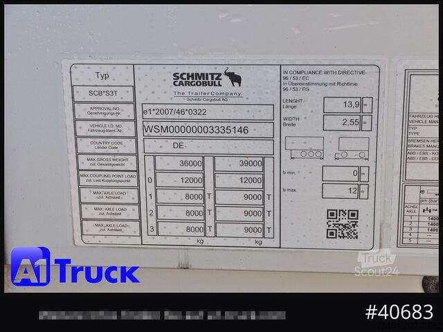 Atvira puspriekabė su tentu SCHMITZ SCB 24, Mega, Speed Curtain, VDI 2700, TÜV 10/2026