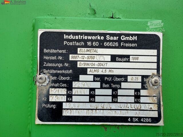 Naczepa cysternowa  Ellimetal TAH 225L 22500 L Benzin Heizoel
