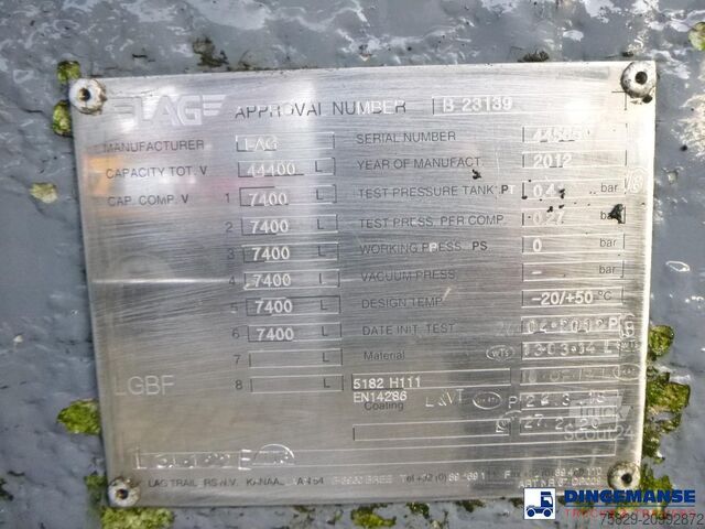 Tank L.A.G. Fuel tank alu 44.4 m3 / 6 comp + pump