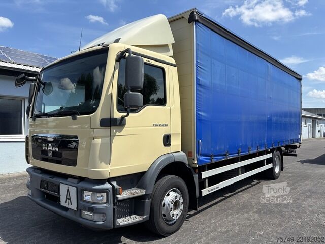 Plattewagen met zeil man TGM 15.290 BL 4x2 BL Plane u. Spriegel Gardine