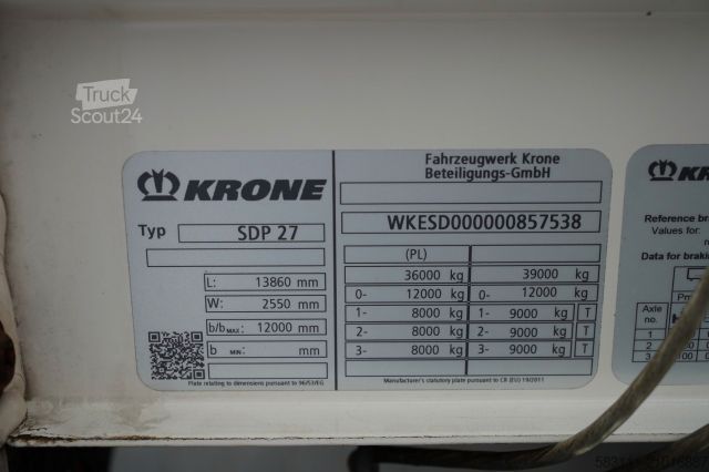 Auflieger mit Pritsche & Plane KRONE FIRANKA / STANDARD / O? PODNOSZONA / OSIE KRONE/