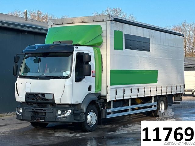 Plattewagen met zeil RENAULT D280 4x2 BL Plane&Spriegel / Palfinger LBW / ACC