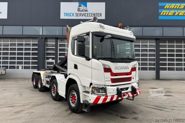 Kanca kasalı yük kamyonu (roll-off) SCANIA G450 8x4 Trösch 26T