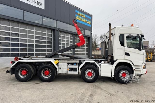 Kanca kasalı yük kamyonu (roll-off) SCANIA G450 8x4 Trösch 26T