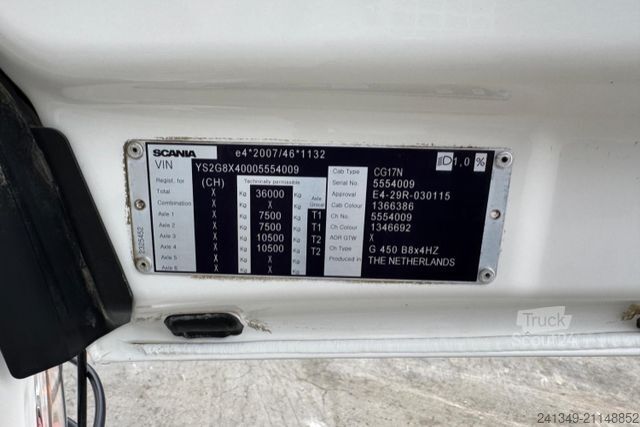 Kanca kasalı yük kamyonu (roll-off) SCANIA G450 8x4 Trösch 26T