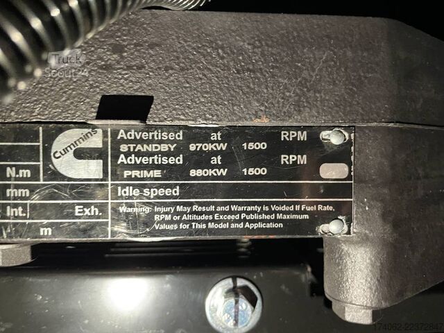  Cummins KTA38-G5 - 1100 kVA Generator - DPX-18815