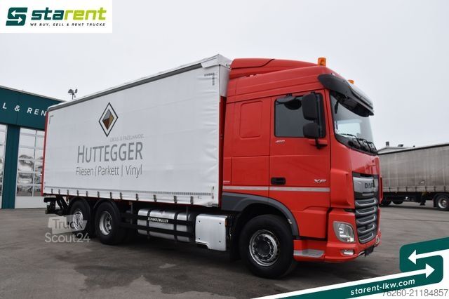 Autocarro con pianale e telone DAF XF 480 6x2 Planenaufbau LBW 1500Kg Standklima