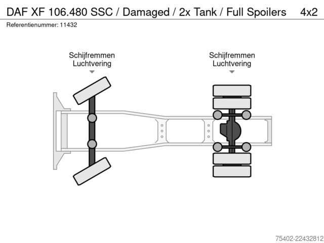 MTS standard DAF XF 106.480 SSC / Damaged / 2x Tank / Full Spoilers