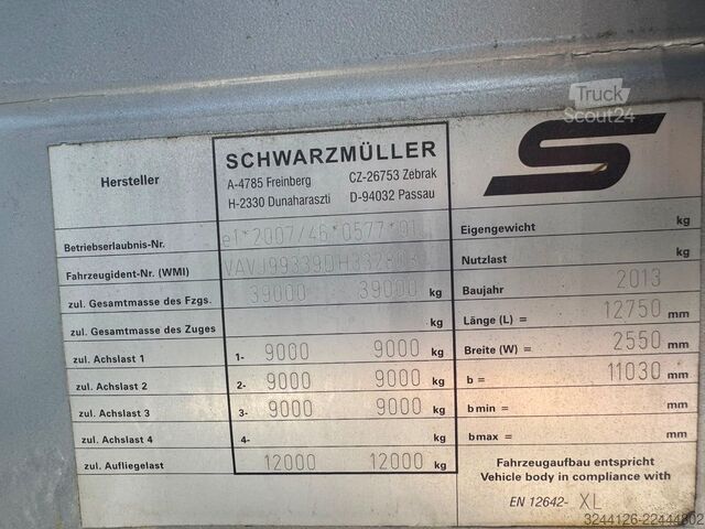 Открита полуремарке SCHWARZMÜLLER Baustoff-Pritsche+KennisKran/Rollkran+MotorZange