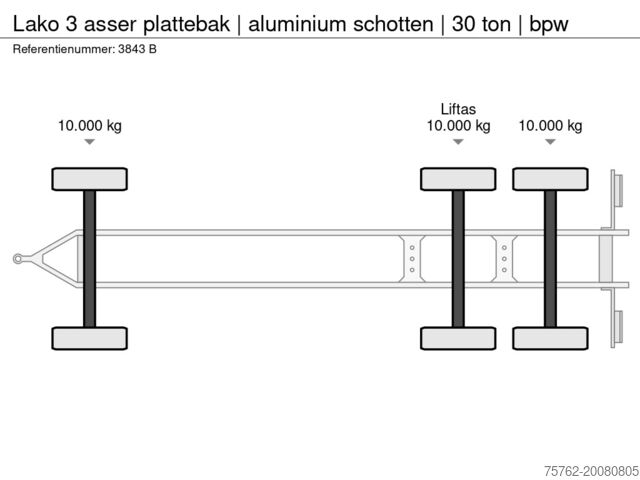 Plattformanhänger Lako 3 asser  plattebak | aluminium schotten | 30 to...