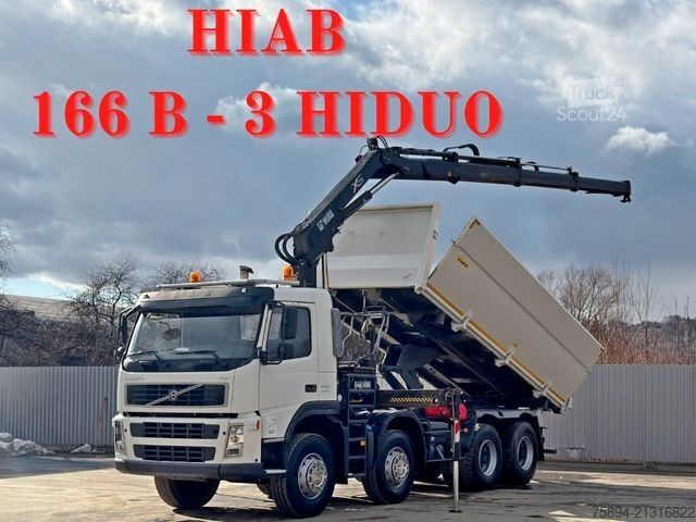 Kravas automašīnai uzstādīts celtnis VOLVO FM 440 Kipper 5,60m * HIAB 166 B-3 HIDUO* 8x4