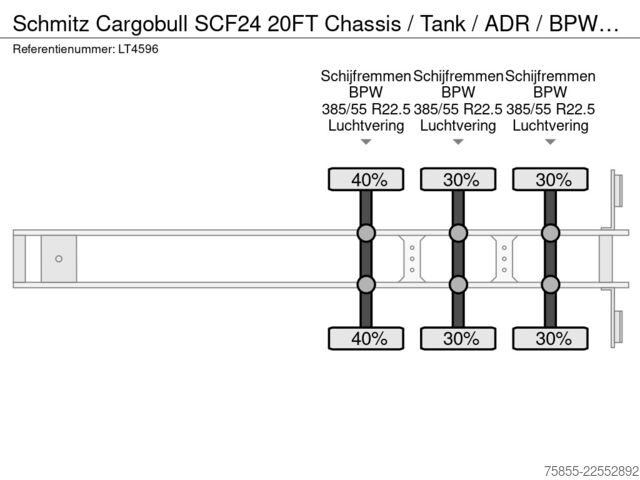 Konteineru pārvadājumi Schmitz Cargobull SCF24 20FT Chassis / Tank / ADR / BPW Axles / D...