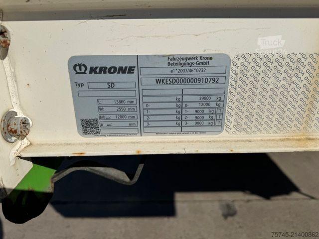 Ανοιχτό ημιρυμουλκούμενο με μουσαμά KRONE SD *  * HUBDACH * LIFTACHSE * 2,90 M HOCH *