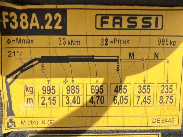 Vrachtwagen met kraanopbouw IVECO Daily 65C14 Pritsche 3,75 m FASSI F38 A.22