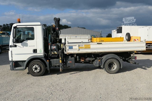 Transporter mit Kipper MAN 8.220 TGL BB, Hiab 055 BS-2, Greifer, AHK, Funk