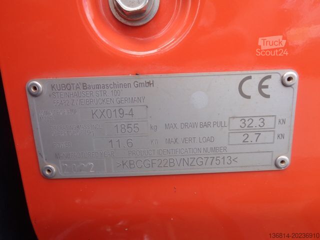 Miniekskavators KUBOTA KX019-4 SW + 4 x Löffel