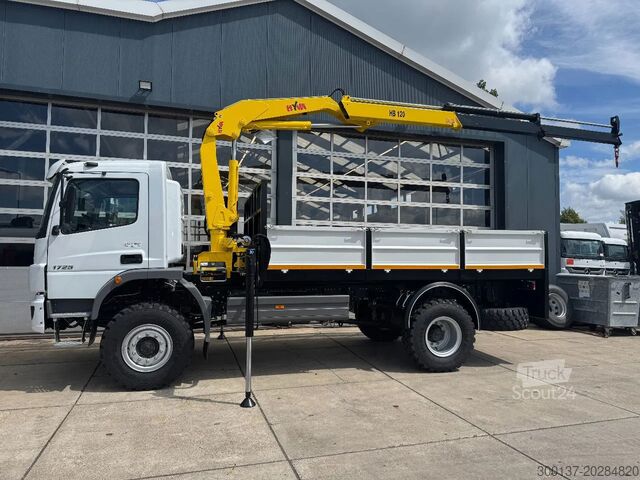 Crane truck Mercedes-Benz Atego Atego 1725 4x4 Flatbed with Hyva HB120 Crane