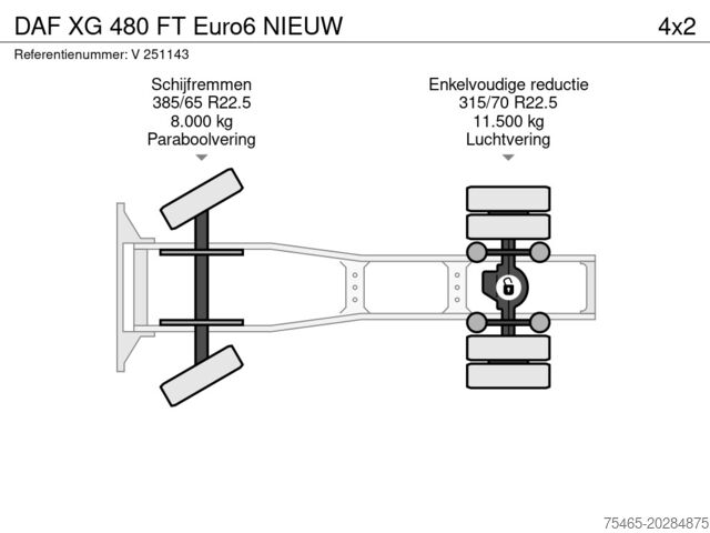 Standaard-SZM DAF XG 480 FT Euro6 NIEUW