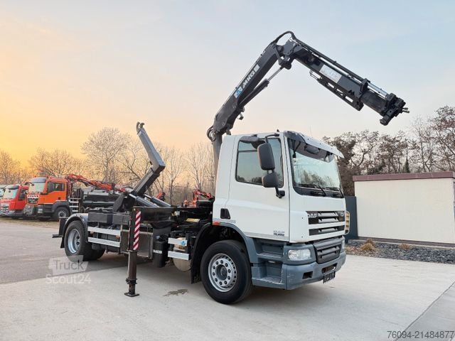 Haakarm vrachtwagen DAF CF 75.250 Abrollkipper KRAN FUNK