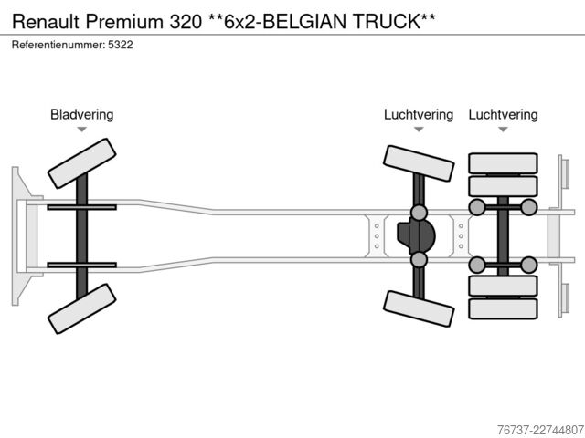 Chassis med førerhus Renault Premium 320 **6x2-BELGIAN TRUCK**