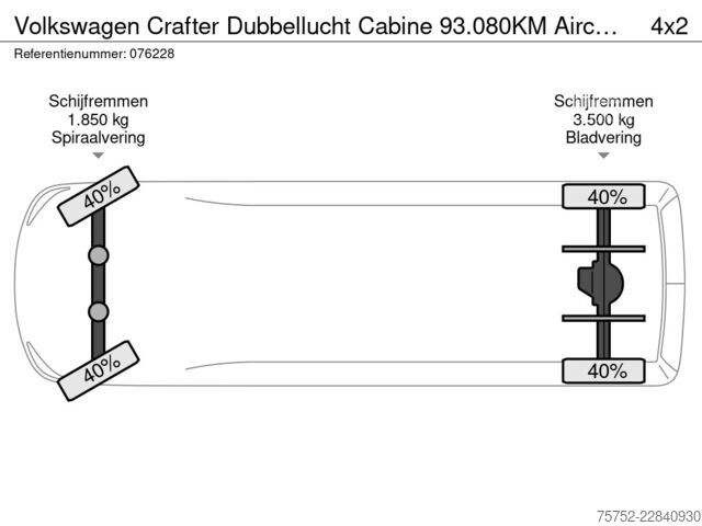 Ван за доставка с двойна кабина VW Crafter Dubbellucht Cabine 93.080KM Airco NL Au...