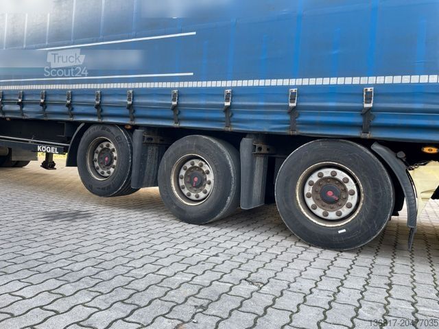 Open oplegger met zeil KÖGEL SN24 Plane Mega Edscha Hubdach Liftachse Überbr.