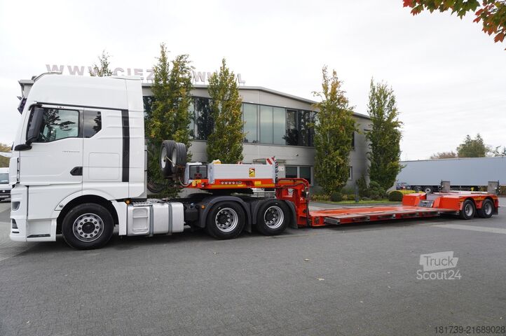 Cabină de dormit și semiremorcă gondolă MAN TGX 28.510 6×2/ Kässbohrer LB2 TIEF-BETT