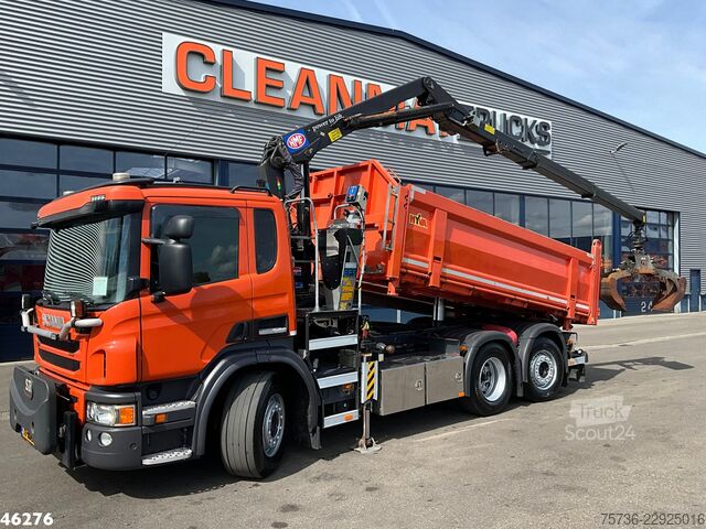 Sklápěč s jeřábem Scania P 320 HMF 14 Tonmeter Z-kraan Just 173.443 km!