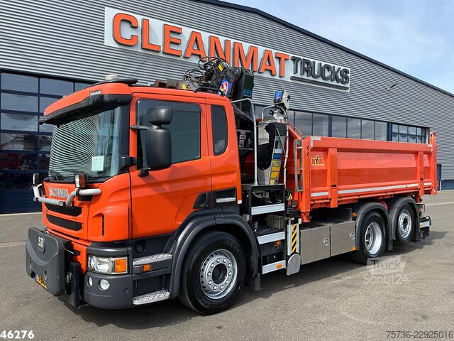 Sklápěč s jeřábem Scania P 320 HMF 14 Tonmeter Z-kraan Just 173.443 km!