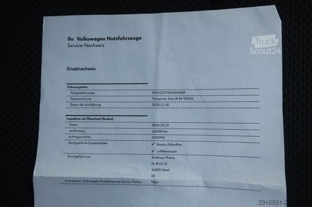 Panel kombi VOLKSWAGEN T6 Transporter Kasten lang/Klima/PDC/Nr. 100