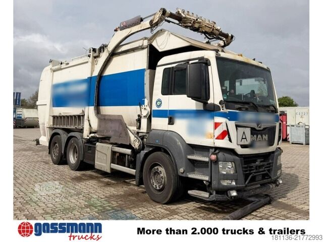 Søppelbilen MAN TGS 26.360 6x2-4 BL, BRANDSCHADEN, Lenk-/Lift, HS