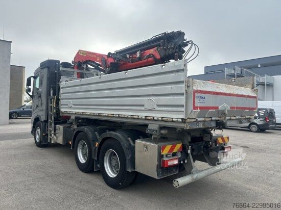 Kolmisivuinen kippiauto VOLVO FH 500 6X4 3-SEITEN KIPPER KRAN  MFCT HAMA KIPPER, PALFINGER PK 22000 RETARDER