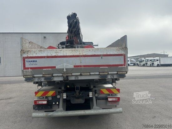 Kolmisivuinen kippiauto VOLVO FH 500 6X4 3-SEITEN KIPPER KRAN  MFCT HAMA KIPPER, PALFINGER PK 22000 RETARDER