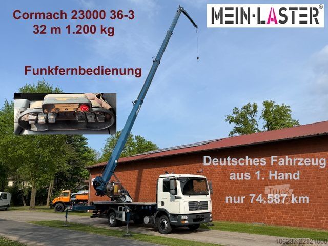 Furgon z żurawiem samochodowym MAN 8.180  Cormach 23000 36-3  35m kein Klaas/Böcker